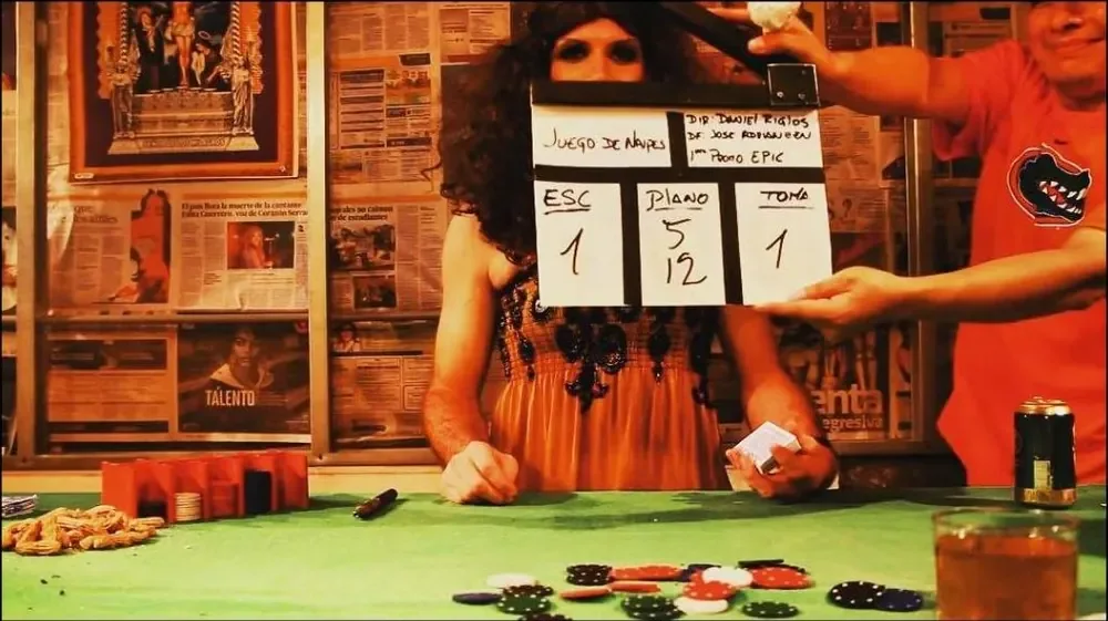 Filmklappe auf einem Spieltisch